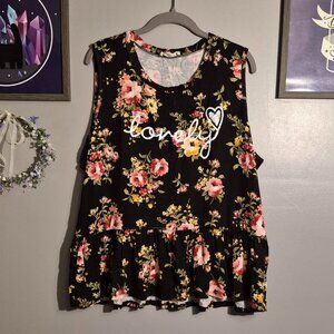 Black Floral Tank